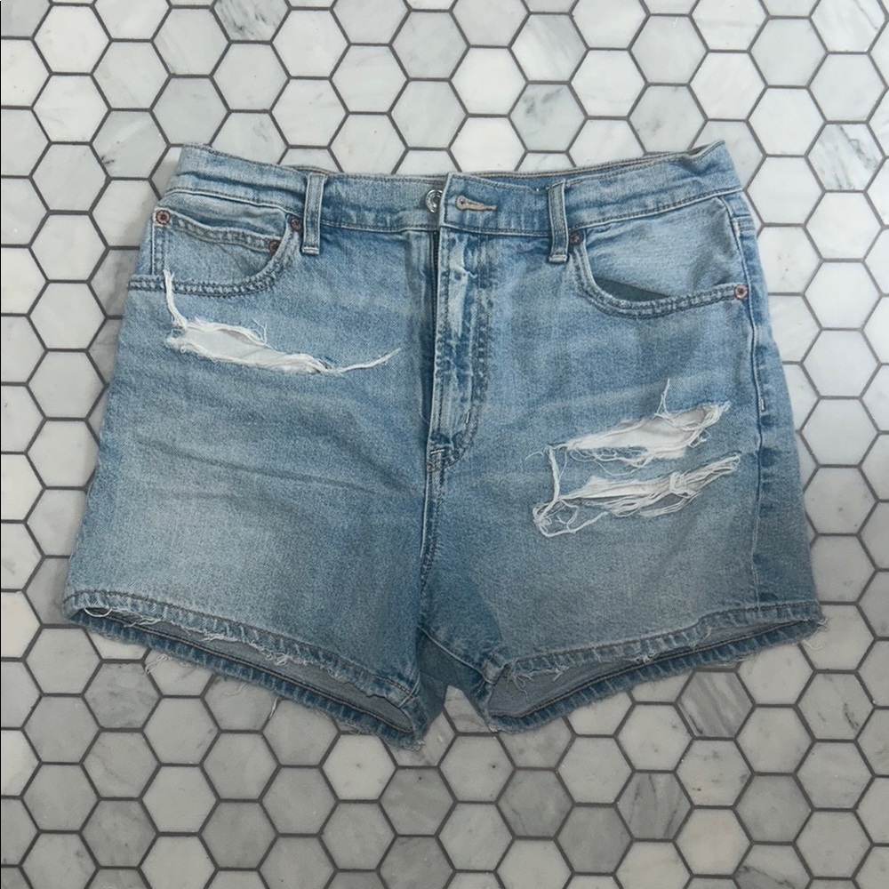 American Eagle Outfitters Blue Jean Shorts Distressed High-Waisted